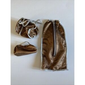 Vintage 3PC LOT Barbie Handbags Luggage Bags Wardrobe Gym Gold Bronze Silver